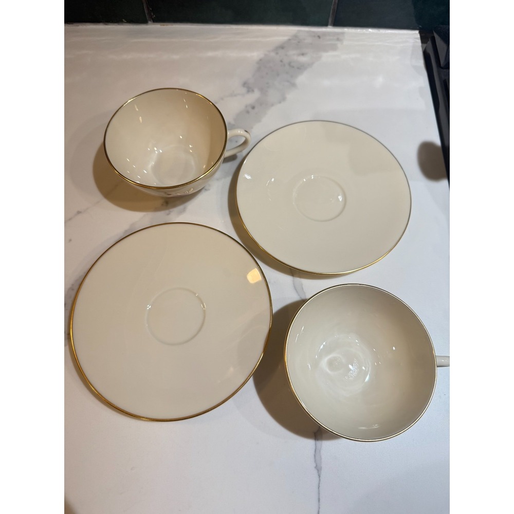 Lenox China Roselyn TWO Sets of tea cup and saucer Gold Trim Perfect Made in USA - Picture 3 of 5